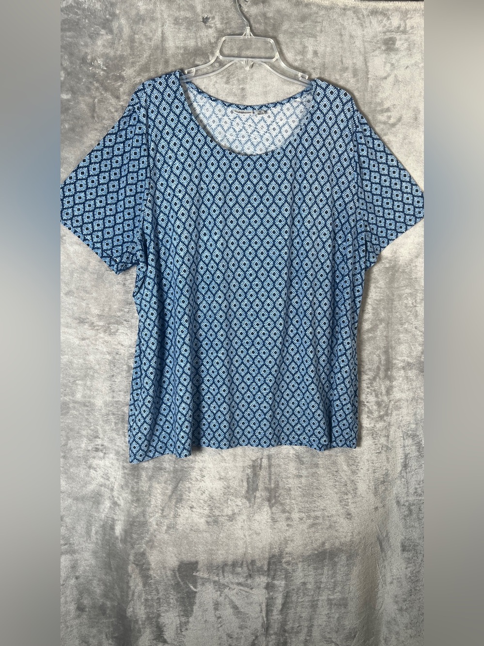croft & barrow Blue Geometric Short-Sleeve Top
